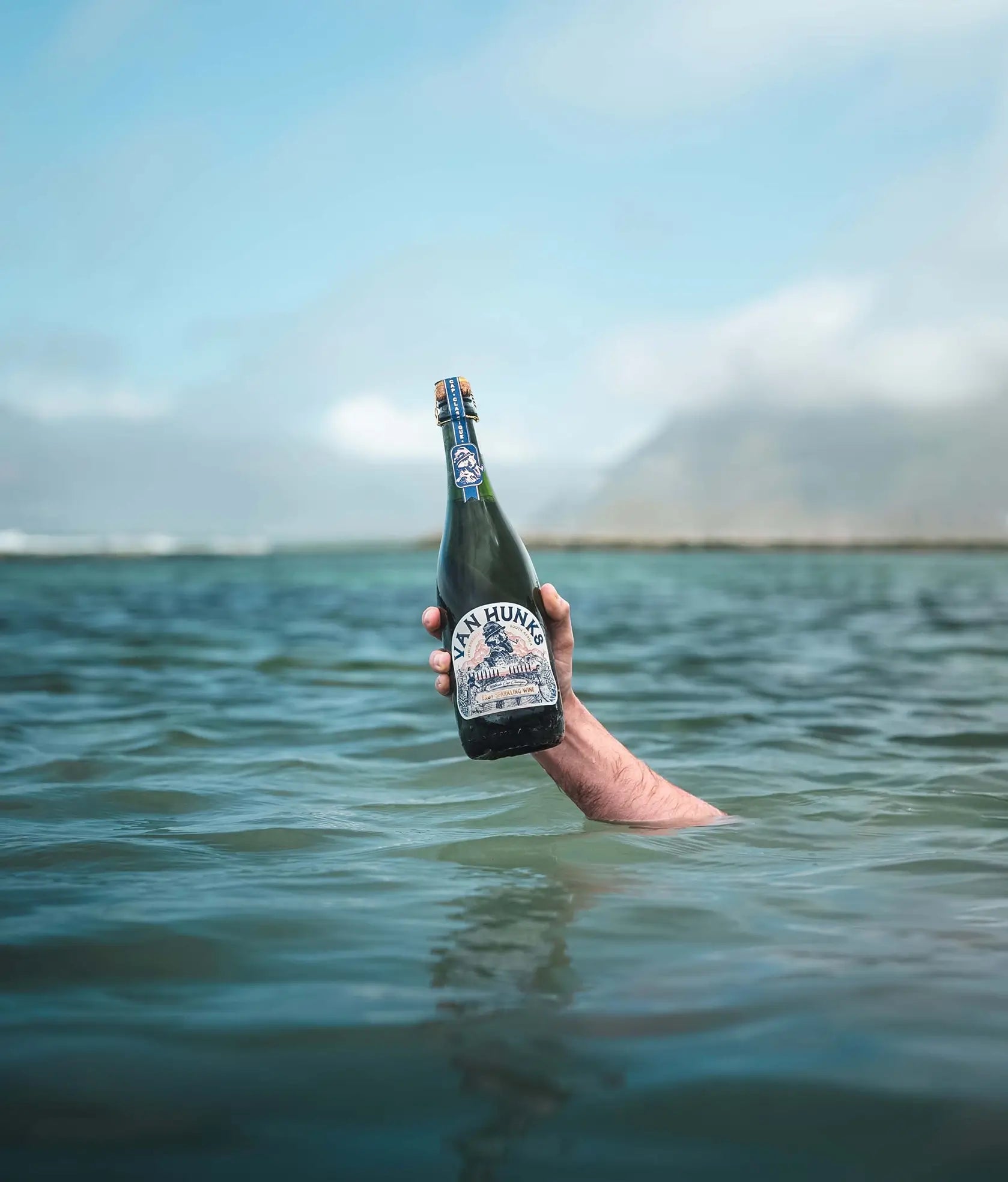 Cap Classique Van Hunks Bottle in the sea
